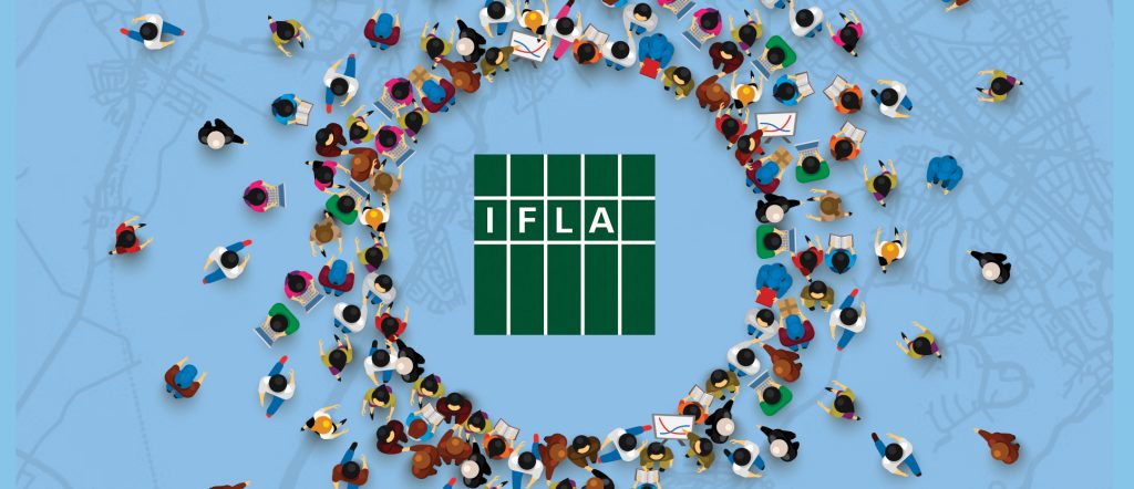 infographic of people making a circle with the IFLA logo in the center
