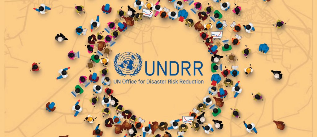 infographic of people making a circle with the UNDRR logo in the center