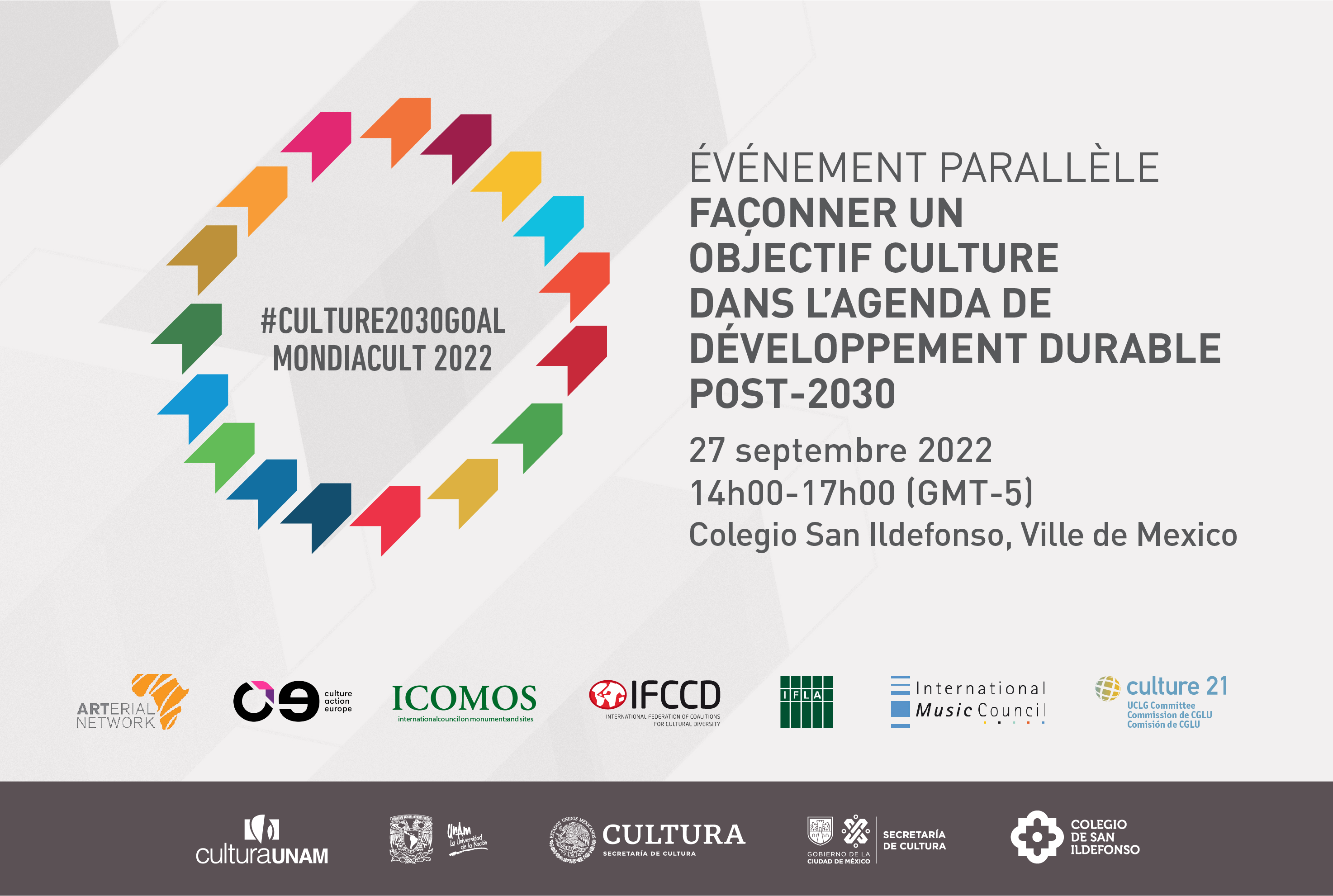 banner of culture 2030 goal with logo and text about event